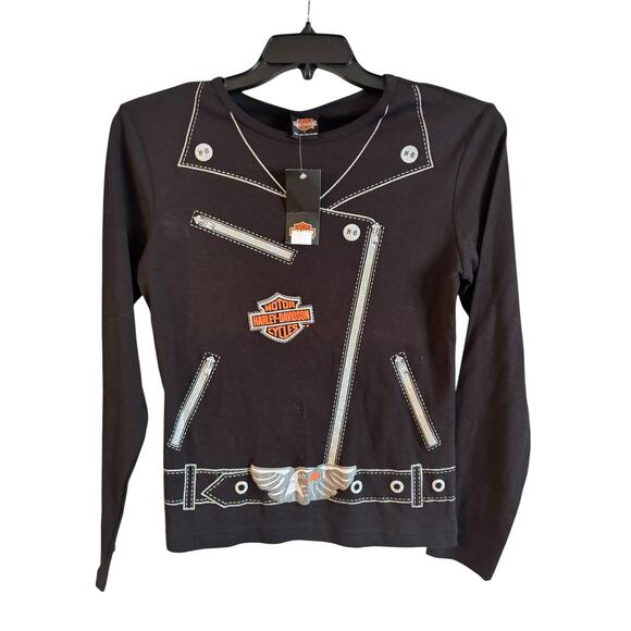 Harley Davidson Tops - NWT Vintage Harley Davidson El Paso Tx Leather Jacket Style Long Sleeve Top L